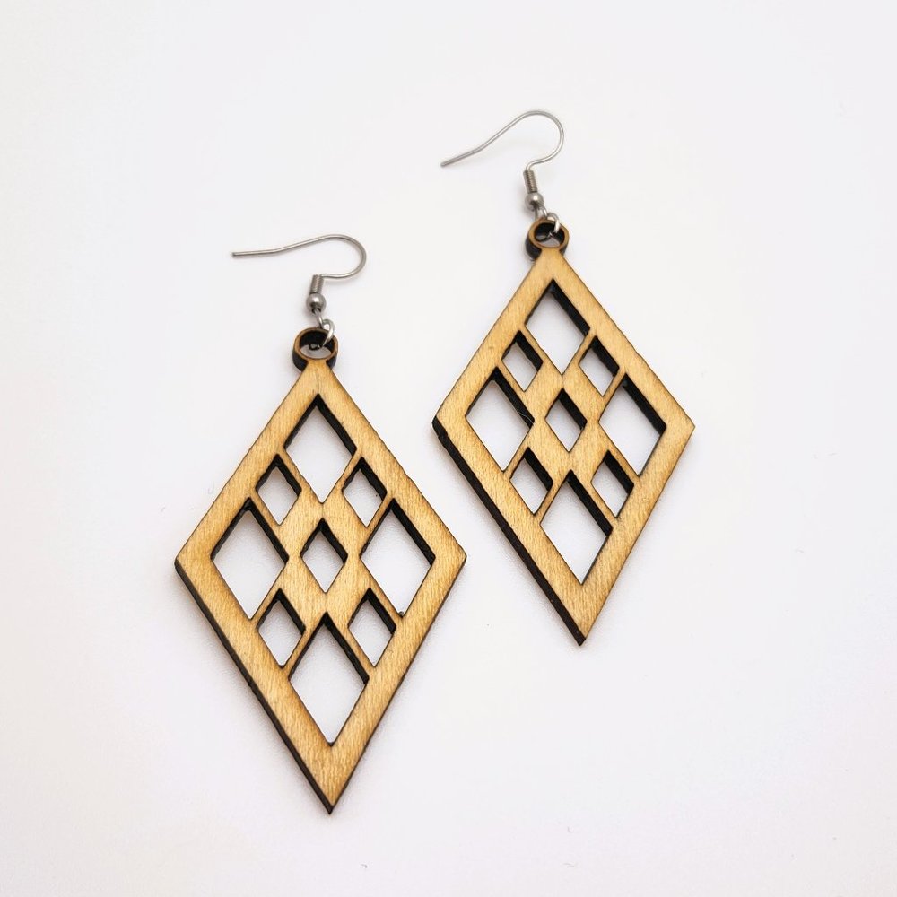 2/$30 SALE Wooden Geometrical Lightweight Earrings - Handmade